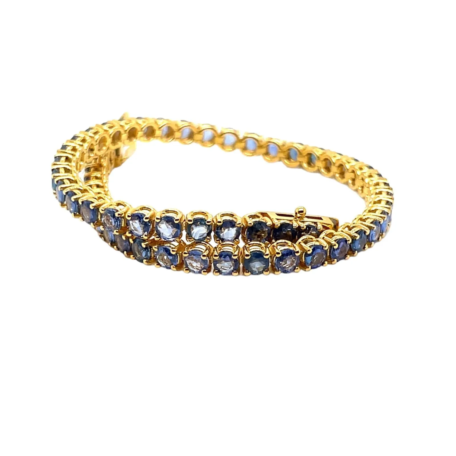 CTW 6 Natural Blu Sapphire Gold Tennis Bracelet