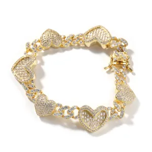CUBAN LINK HEART BRACELET