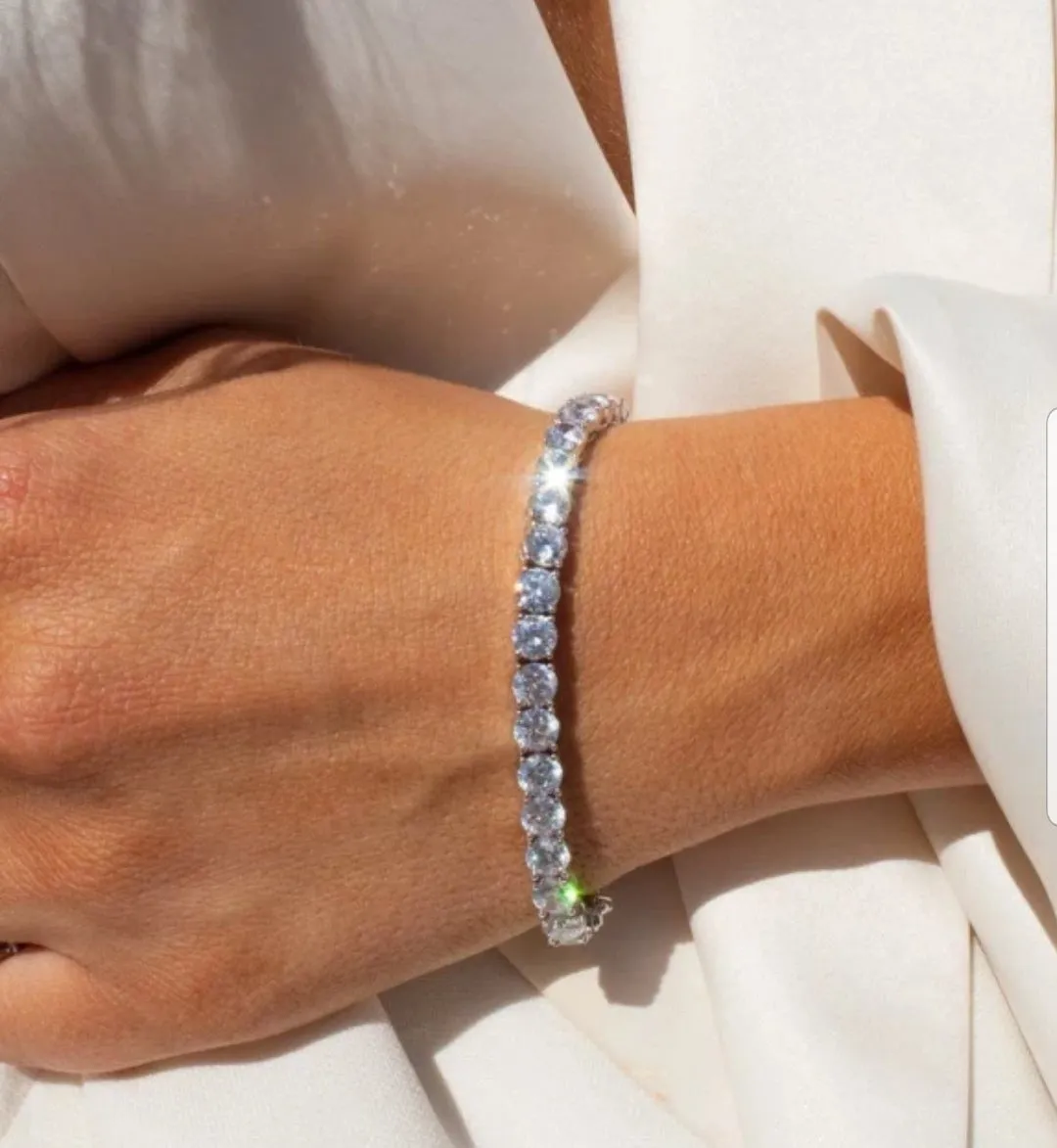 Cubic Zirconia Tennis Bracelet with Safety Chain??? 698Bcast-Zirconite