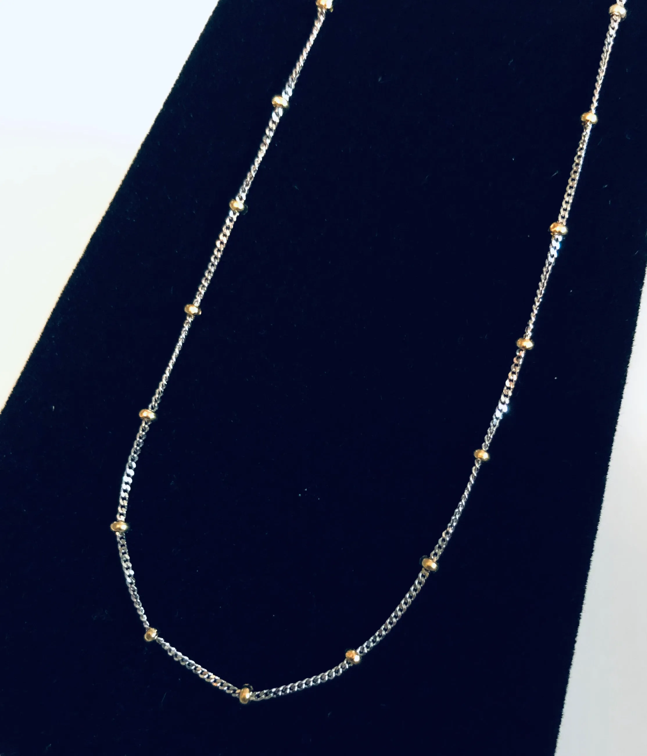 Curb link Chain with Gold Balls