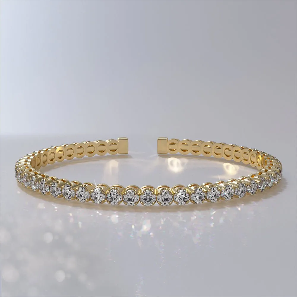 Curved Prong Flexible Diamond Bangle Bracelet with 1.65 ct.(finished) 1.9mm