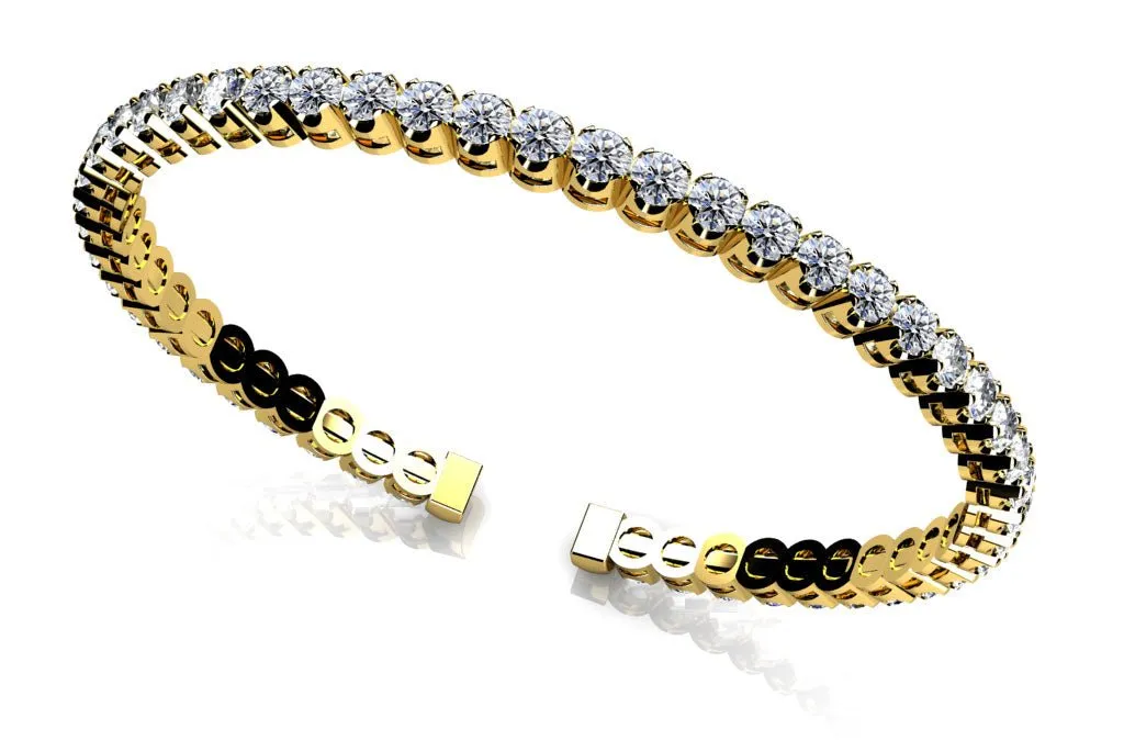 Curved Prong Flexible Diamond Bangle Bracelet with 1.65 ct.(finished) 1.9mm