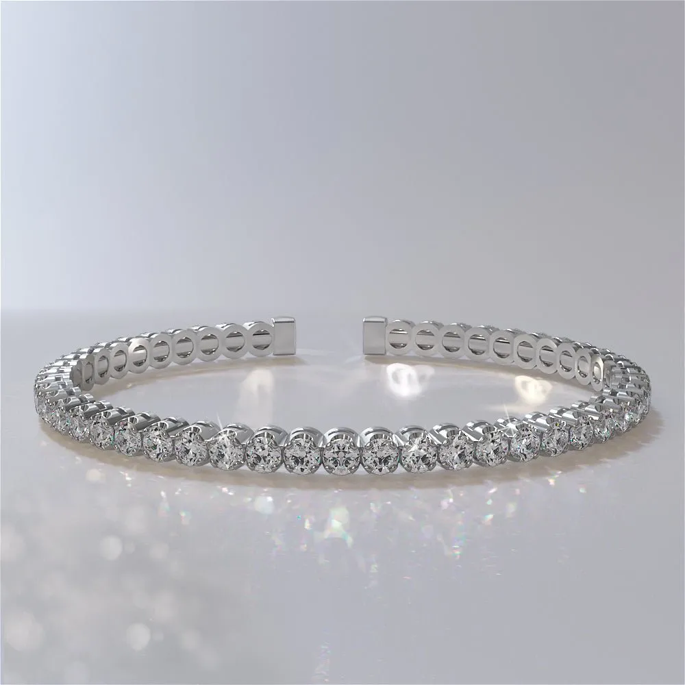 Curved Prong Flexible Diamond Bangle Bracelet with 1.65 ct.(finished) 1.9mm