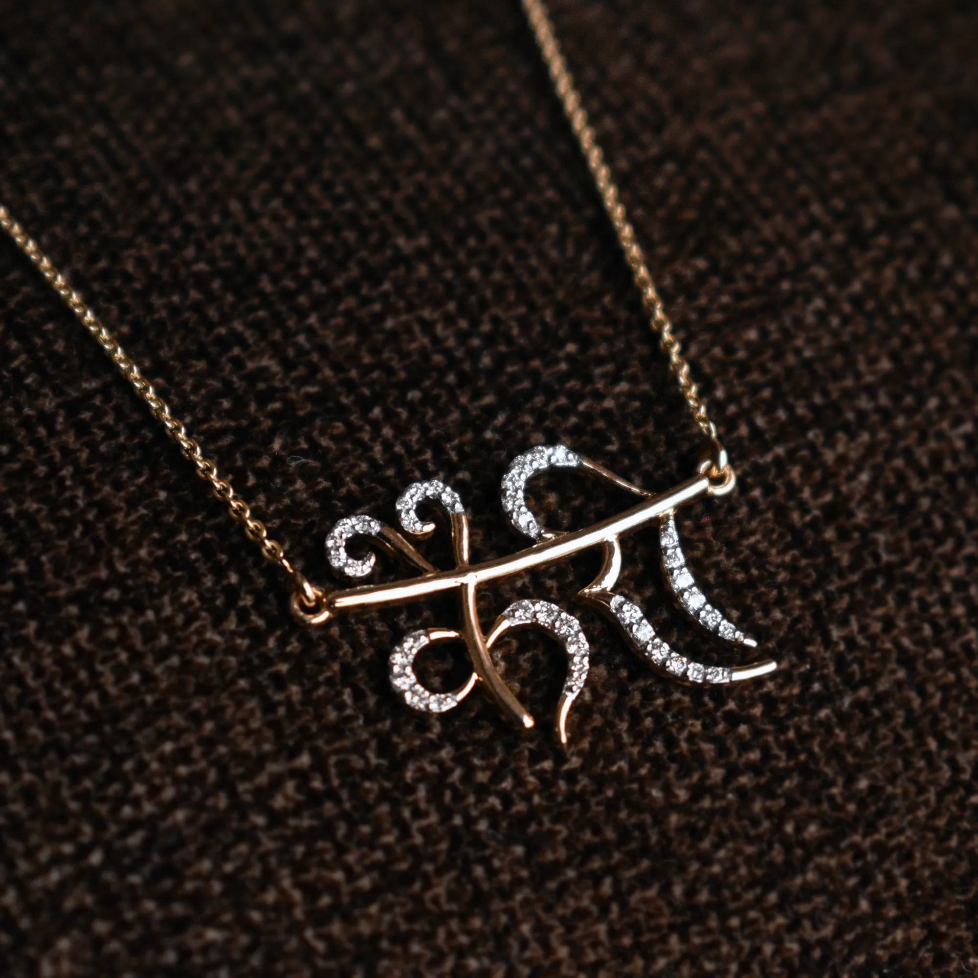Customised Hindi Name Necklace in 14K Gold and Diamond (LP122)