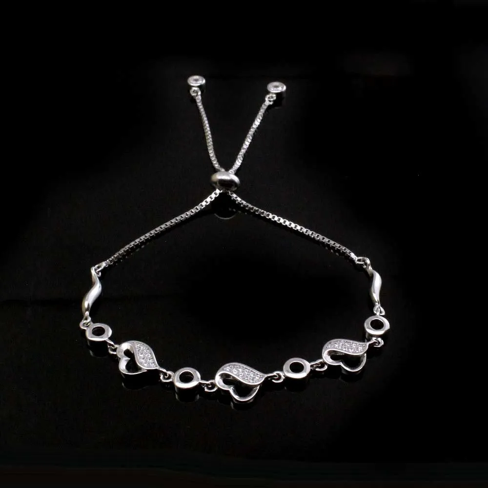 Cute Heart 925 Sterling Silver platinum finish Bracelet for Girls