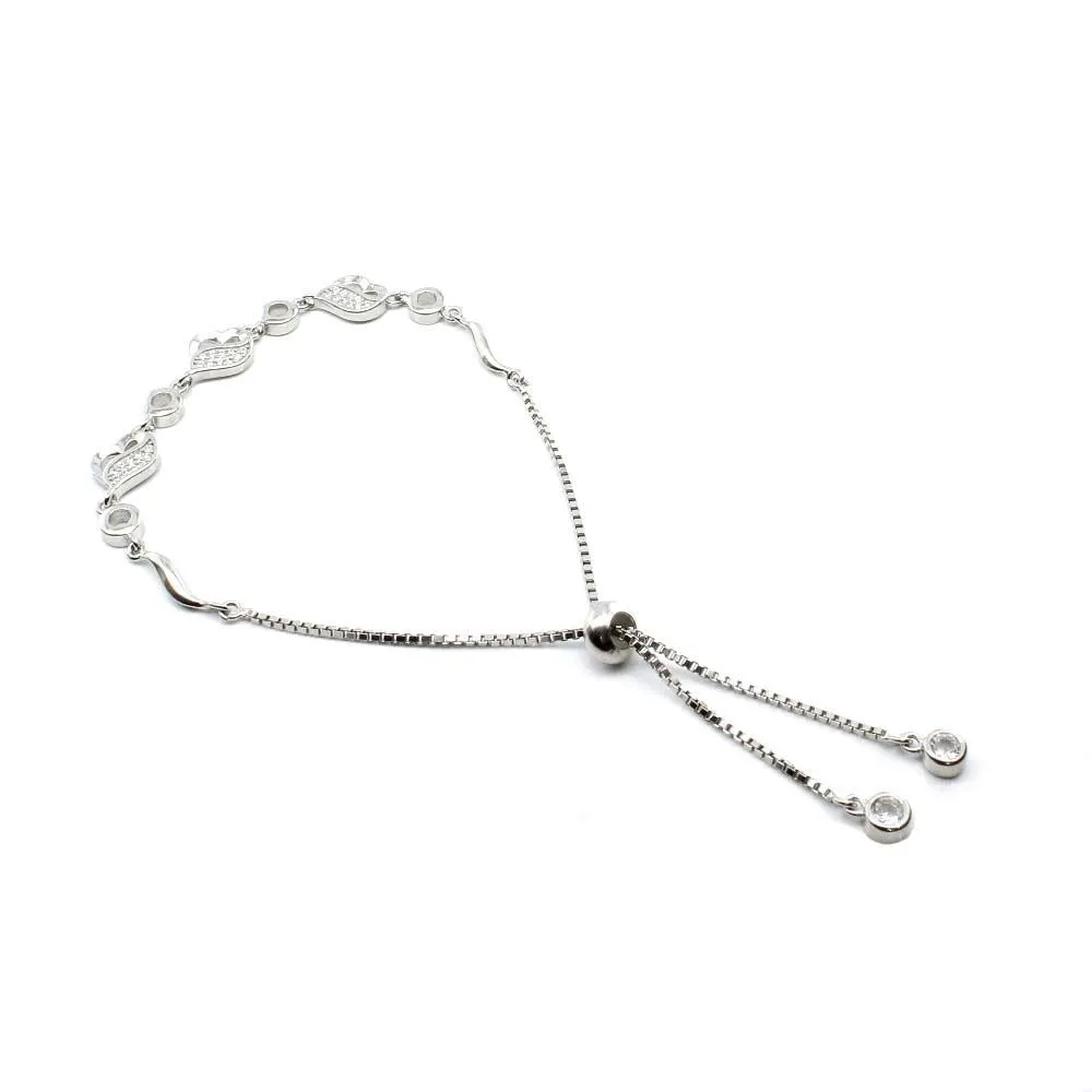 Cute Heart 925 Sterling Silver platinum finish Bracelet for Girls