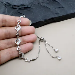 Cute Heart 925 Sterling Silver platinum finish Bracelet for Girls