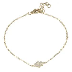 Dainty Diamond Hamsa Bracelet 14K