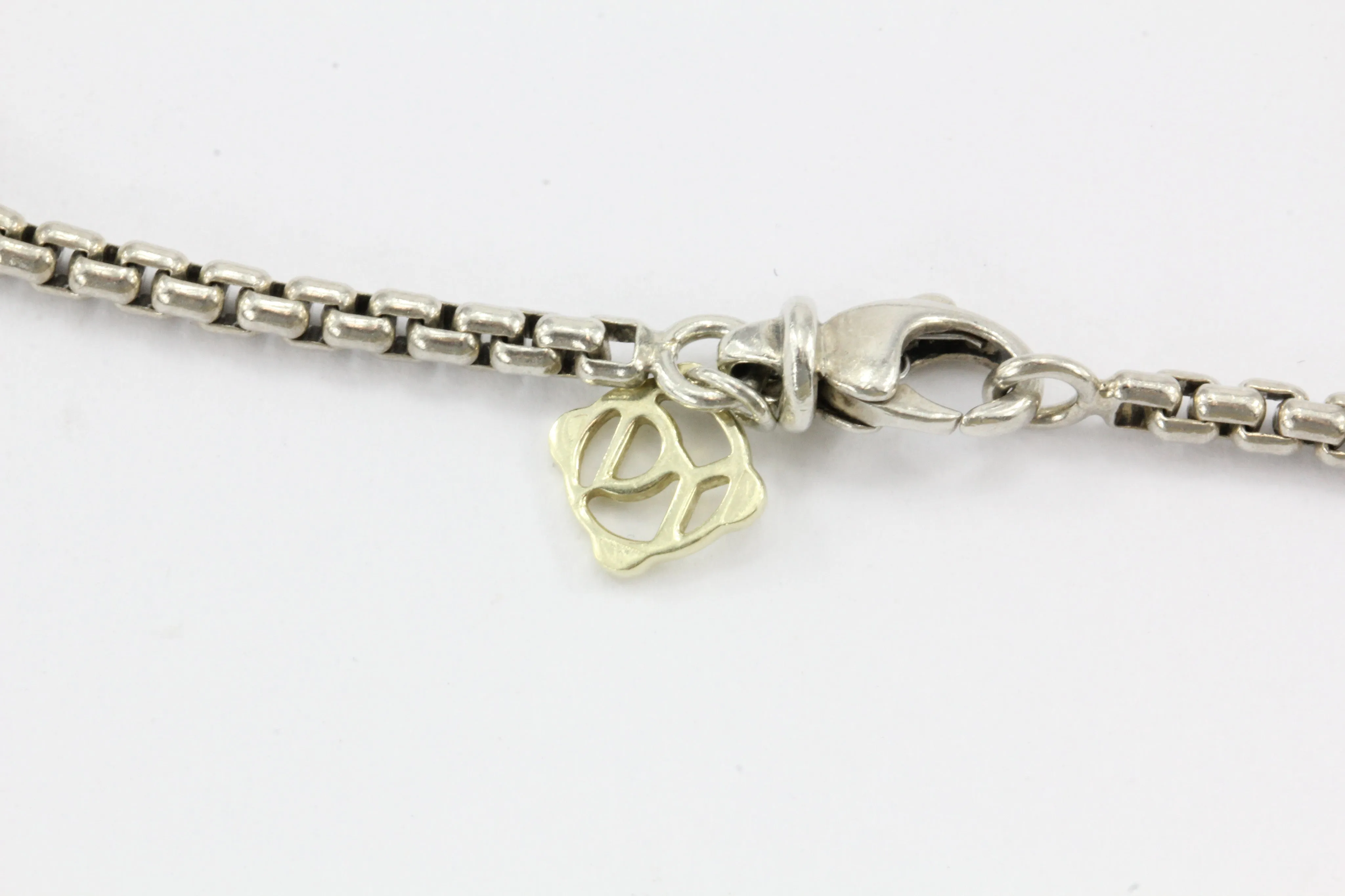 David Yurman Sterling Silver Rose Quartz Diamond Albion Enhancer & Chain
