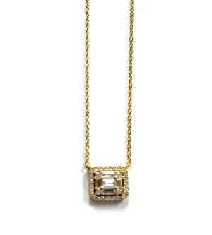 Deanna Square Baguette Halo CZ Necklace