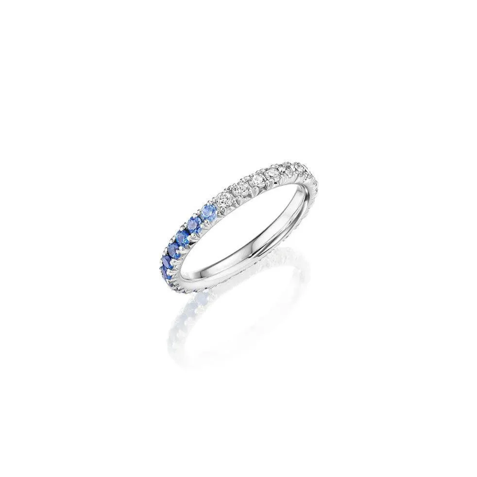 Diamond & Blue Sapphire Ombre Band