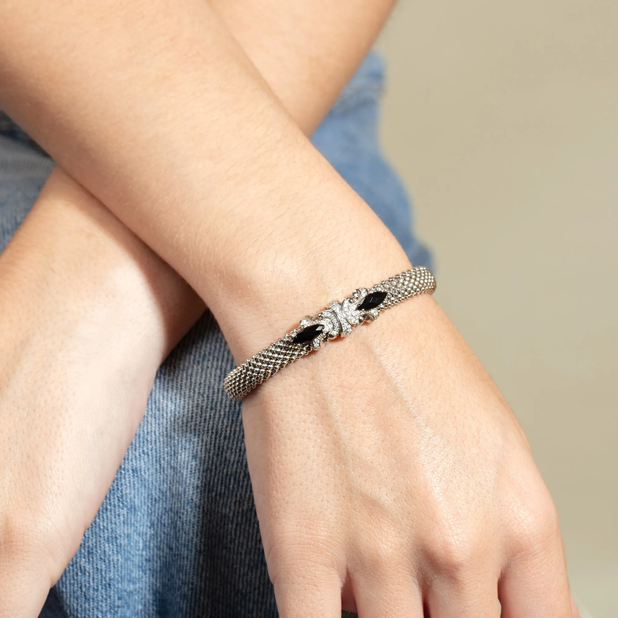 Diamond & Onyx Prosecco Fleur Bangle