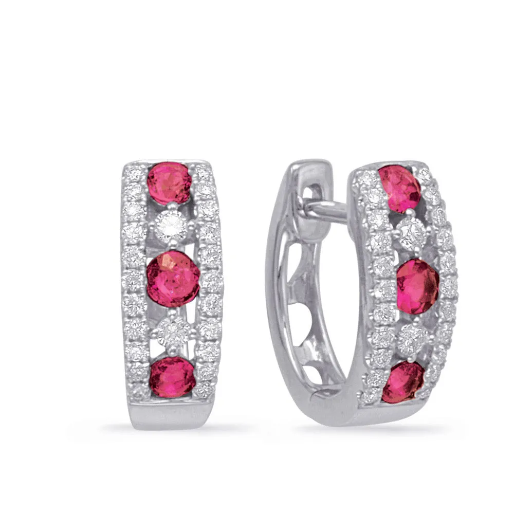 Diamond and Colored Gemstone Huggies