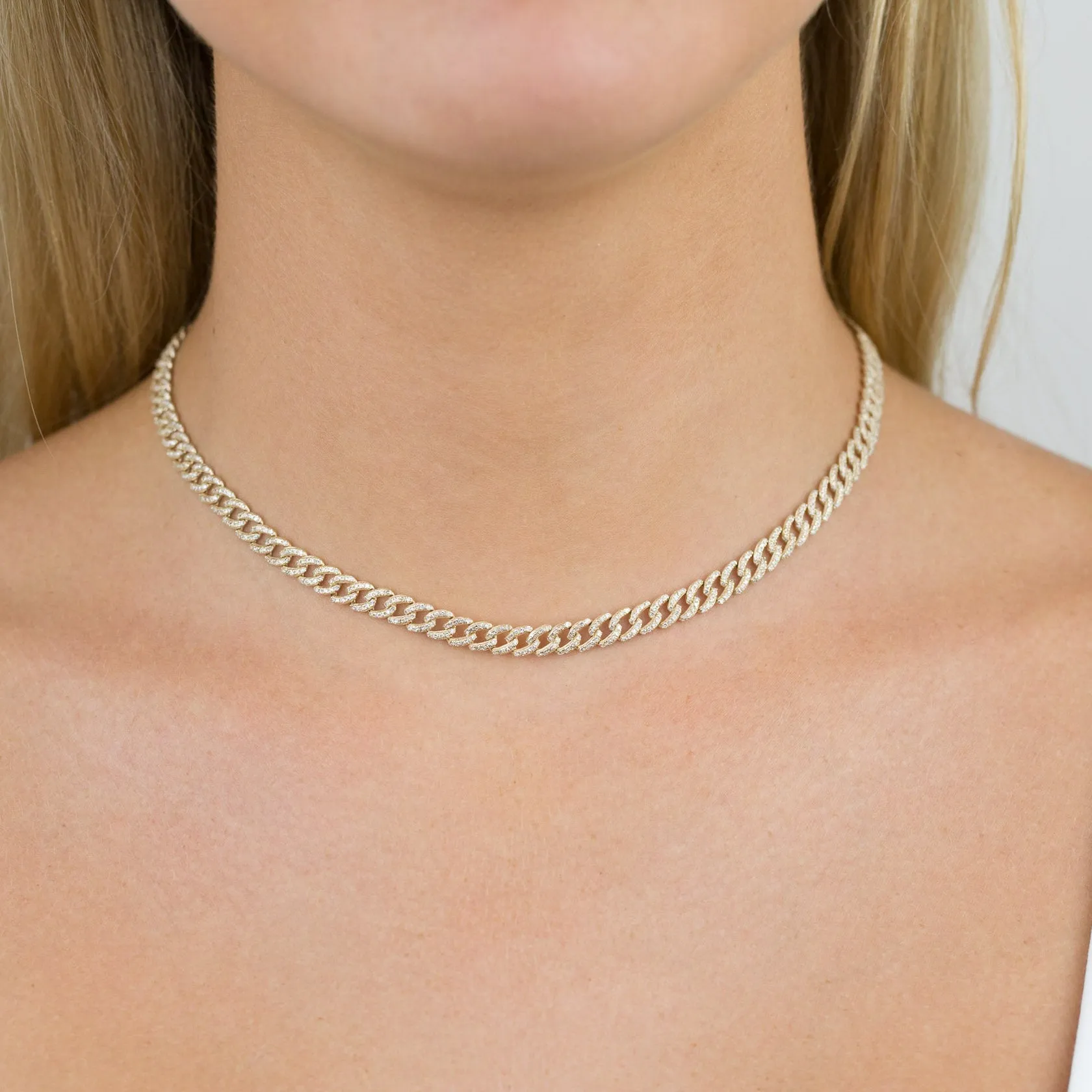 Diamond Chain Link Choker 14K