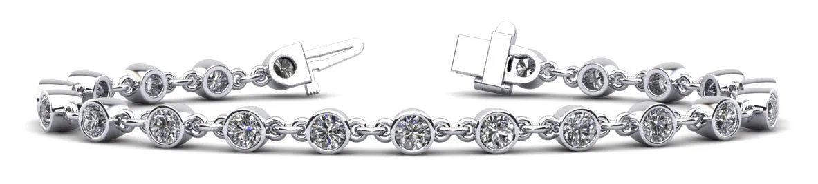 Diamond Drops Chain Link Bezel Lab-Grown Diamond Bracelet with 2.52 ct.(finished) 3mm