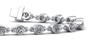 Diamond Drops Chain Link Bezel Lab-Grown Diamond Bracelet with 2.52 ct.(finished) 3mm