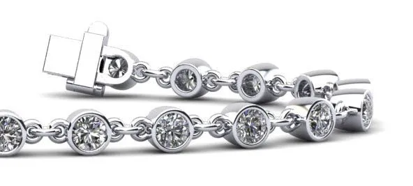 Diamond Drops Chain Link Bezel Lab-Grown Diamond Bracelet with 2.52 ct.(finished) 3mm