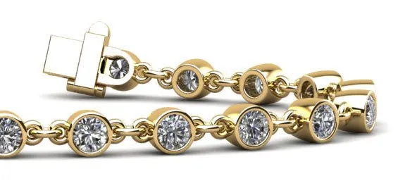 Diamond Drops Chain Link Bezel Lab-Grown Diamond Bracelet with 2.52 ct.(finished) 3mm