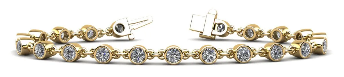 Diamond Drops Chain Link Bezel Lab-Grown Diamond Bracelet with 2.52 ct.(finished) 3mm