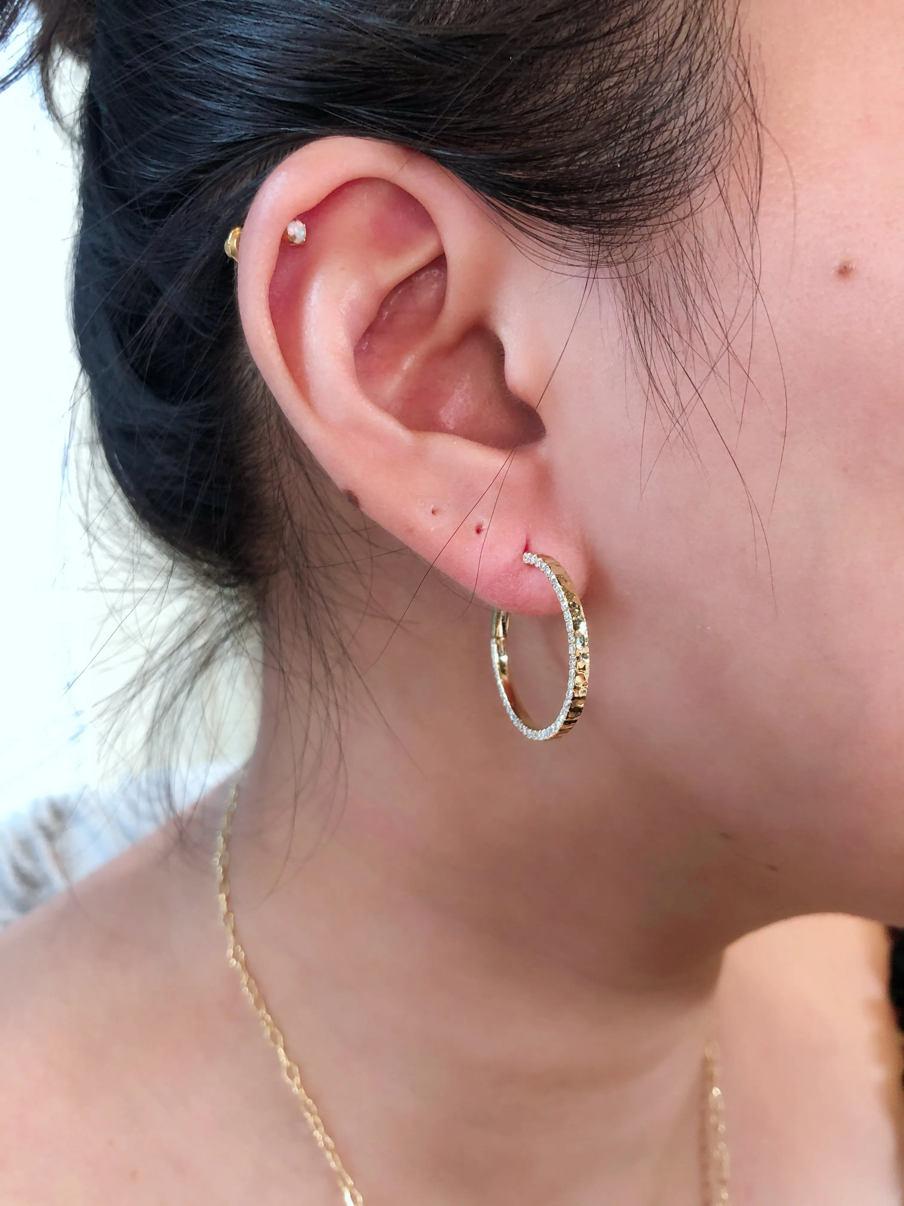 Diamond Edge Hoop Earrings