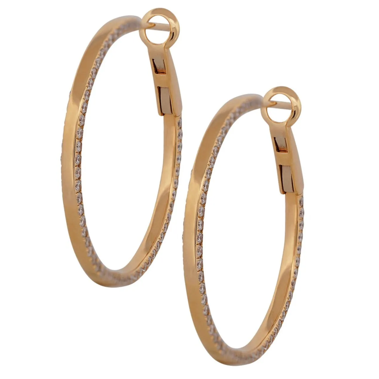 Diamond Edge Hoop Earrings