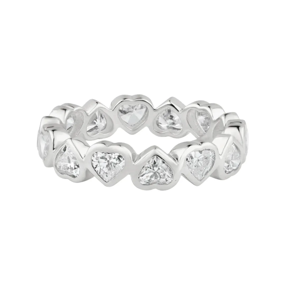 Diamond Hearts On Hearts Bezel Set Eternity Band Ring