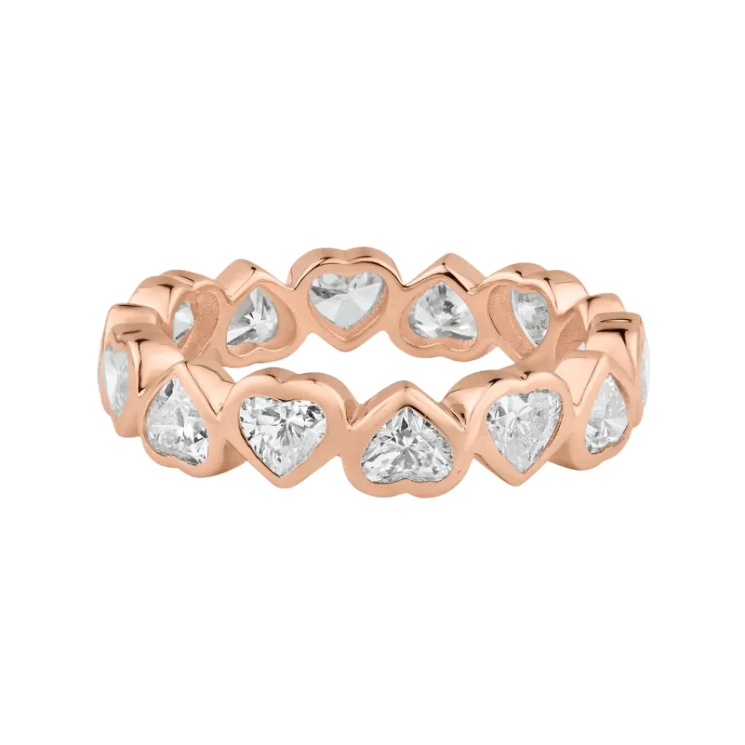 Diamond Hearts On Hearts Bezel Set Eternity Band Ring