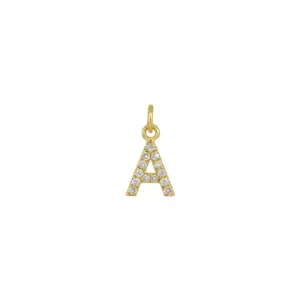 Diamond Initial Charm 14k Yellow Gold Necklace