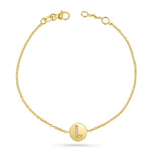 Diamond Initial Coin Bracelet