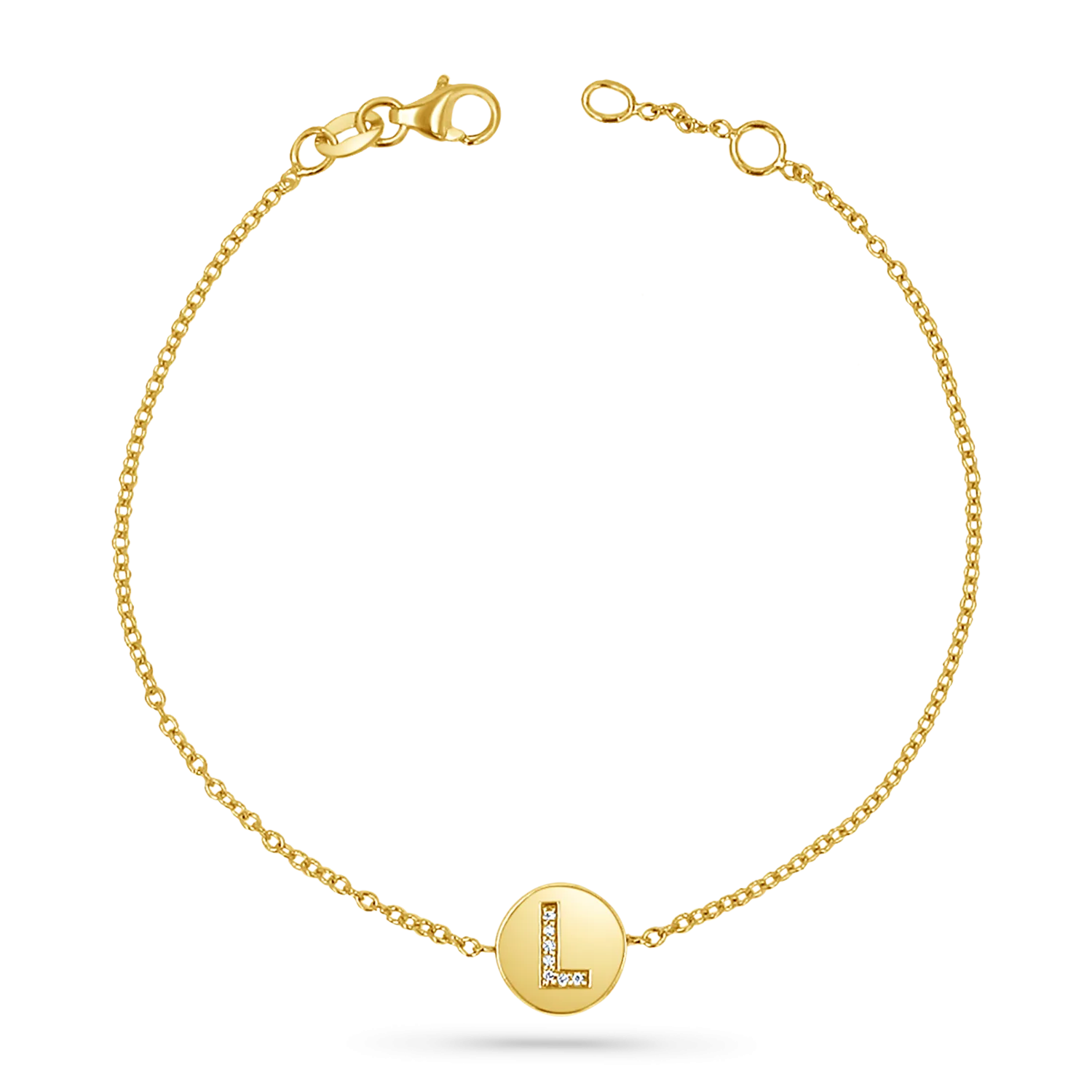 Diamond Initial Coin Bracelet