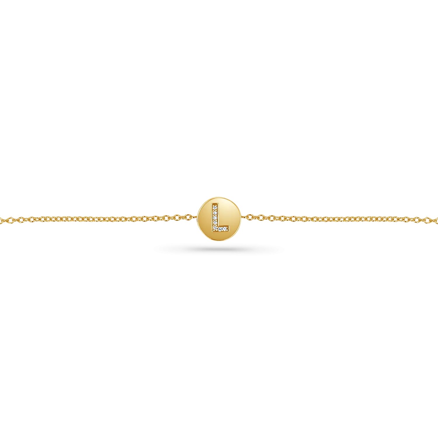 Diamond Initial Coin Bracelet