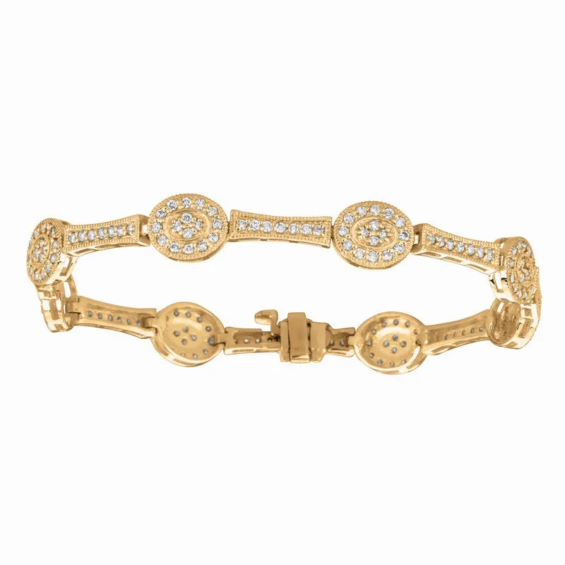 DIAMOND OVAL BRACELET 14K GOLD (1.75 CTW)