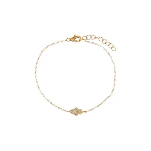 Diamond Pave Hamsa Bracelet 14K