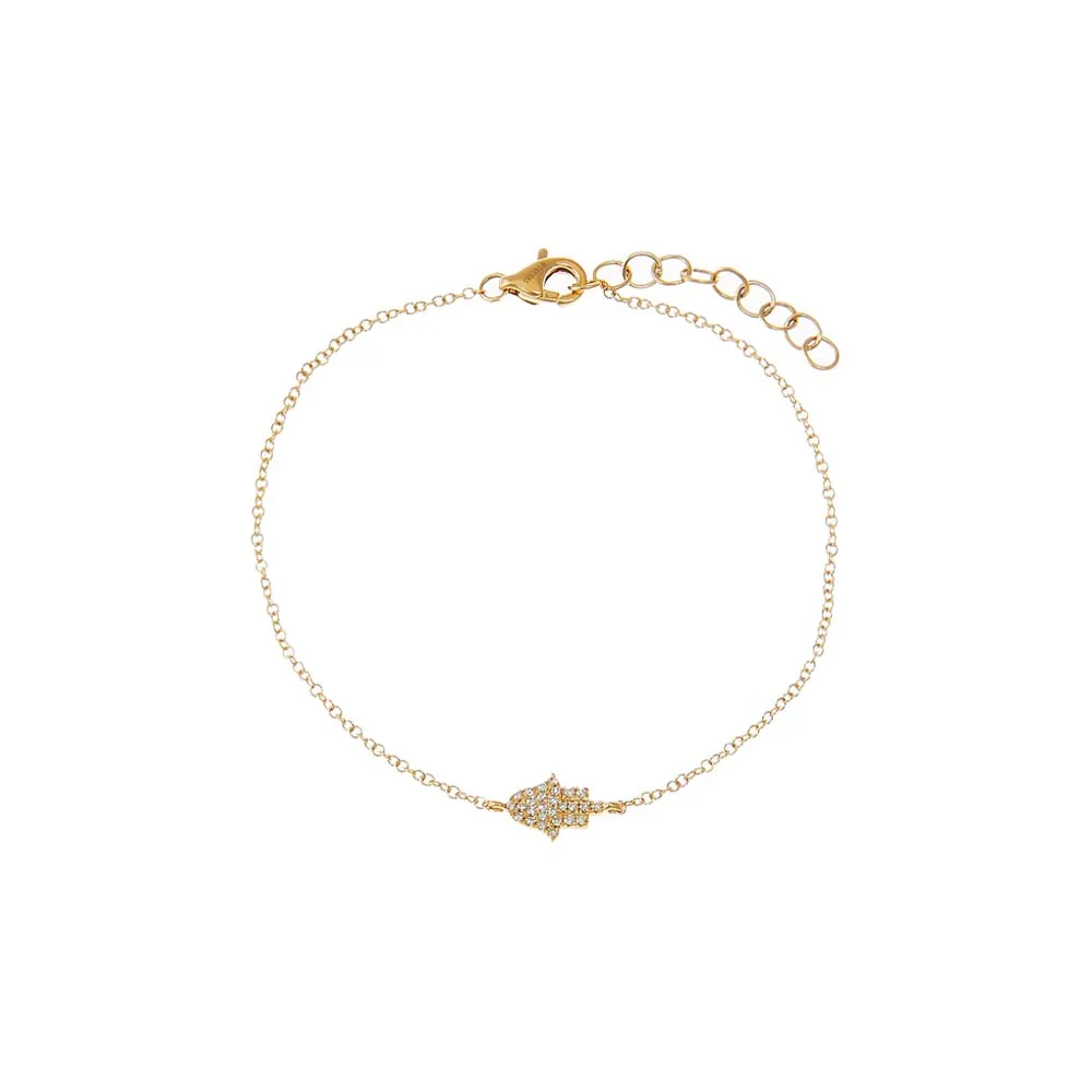Diamond Pave Hamsa Bracelet 14K
