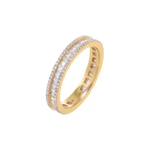 Diamond Pave X Baguette Eternity Band 14K