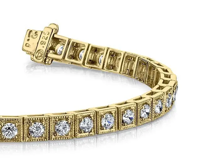 Diamond Square Link Diamond Bracelet with 2.93 ct.(finished) 2.7mm