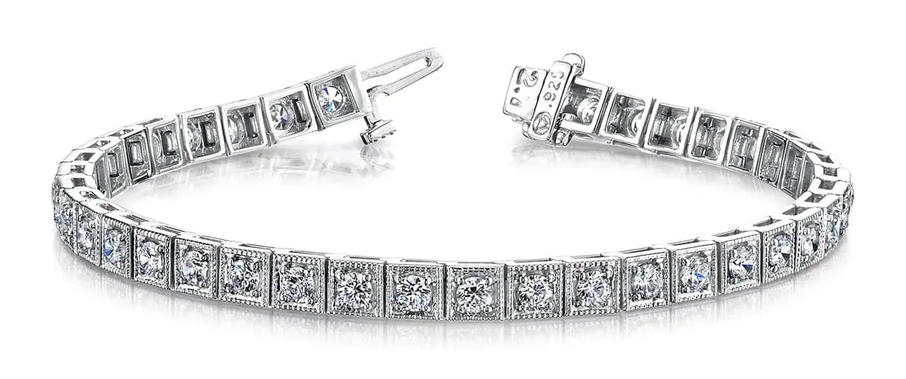 Diamond Square Link Diamond Bracelet with 2.93 ct.(finished) 2.7mm