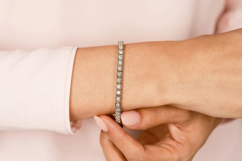 Diamond Square Link Diamond Bracelet with 2.93 ct.(finished) 2.7mm