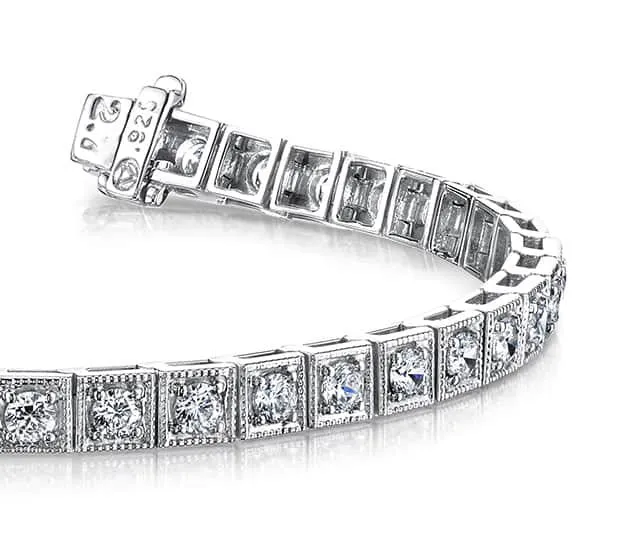 Diamond Square Link Diamond Bracelet with 2.93 ct.(finished) 2.7mm