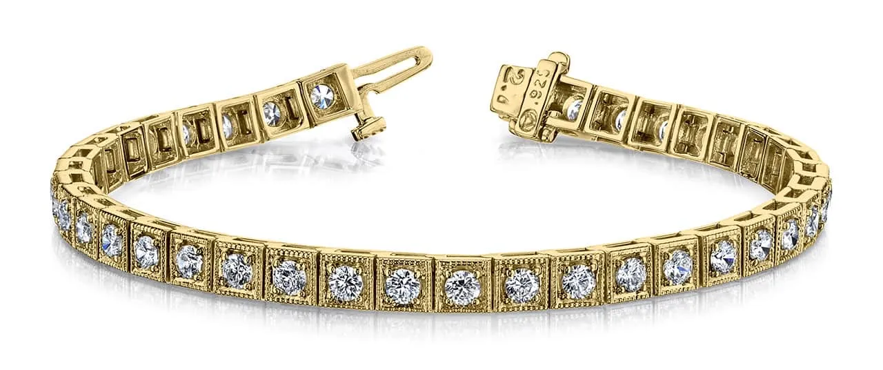 Diamond Square Link Diamond Bracelet with 2.93 ct.(finished) 2.7mm