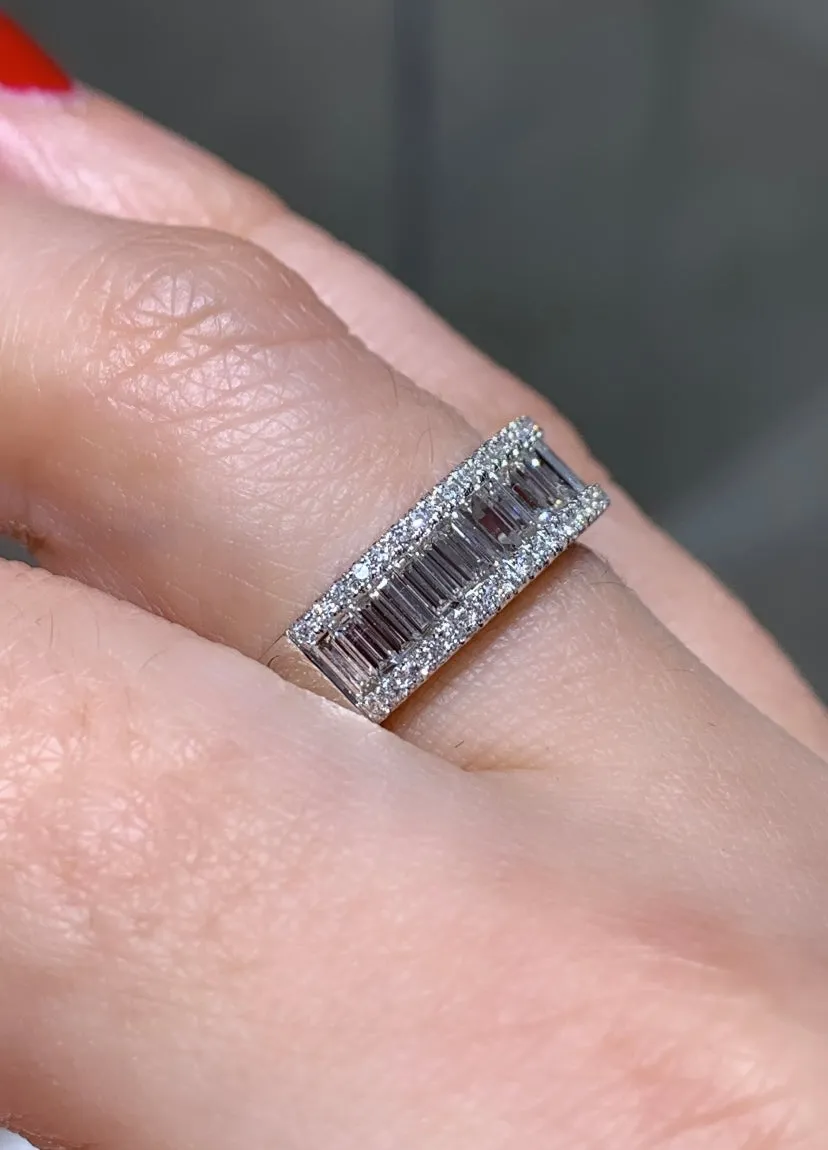 Diamond Three Row Anniversary, Eternity Band 0.89ctw