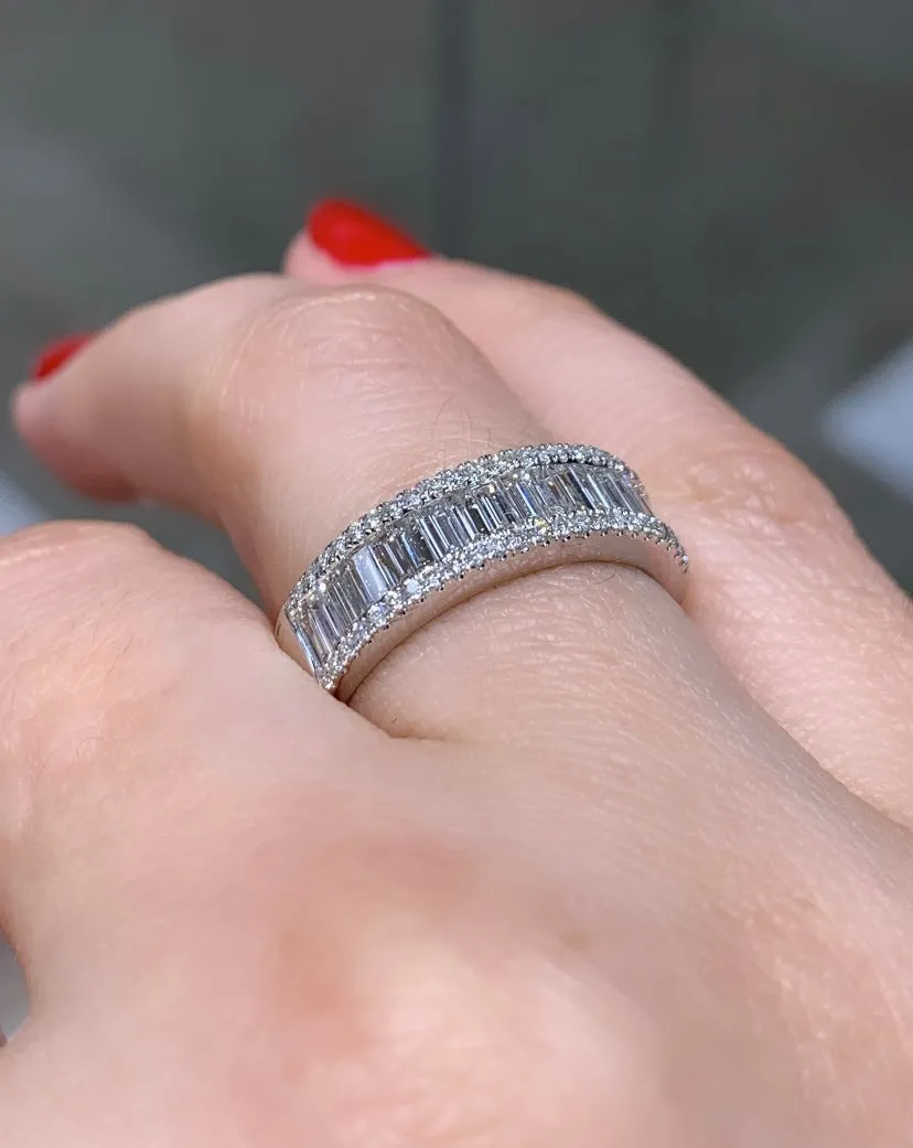 Diamond Three Row Anniversary, Eternity Band 0.89ctw