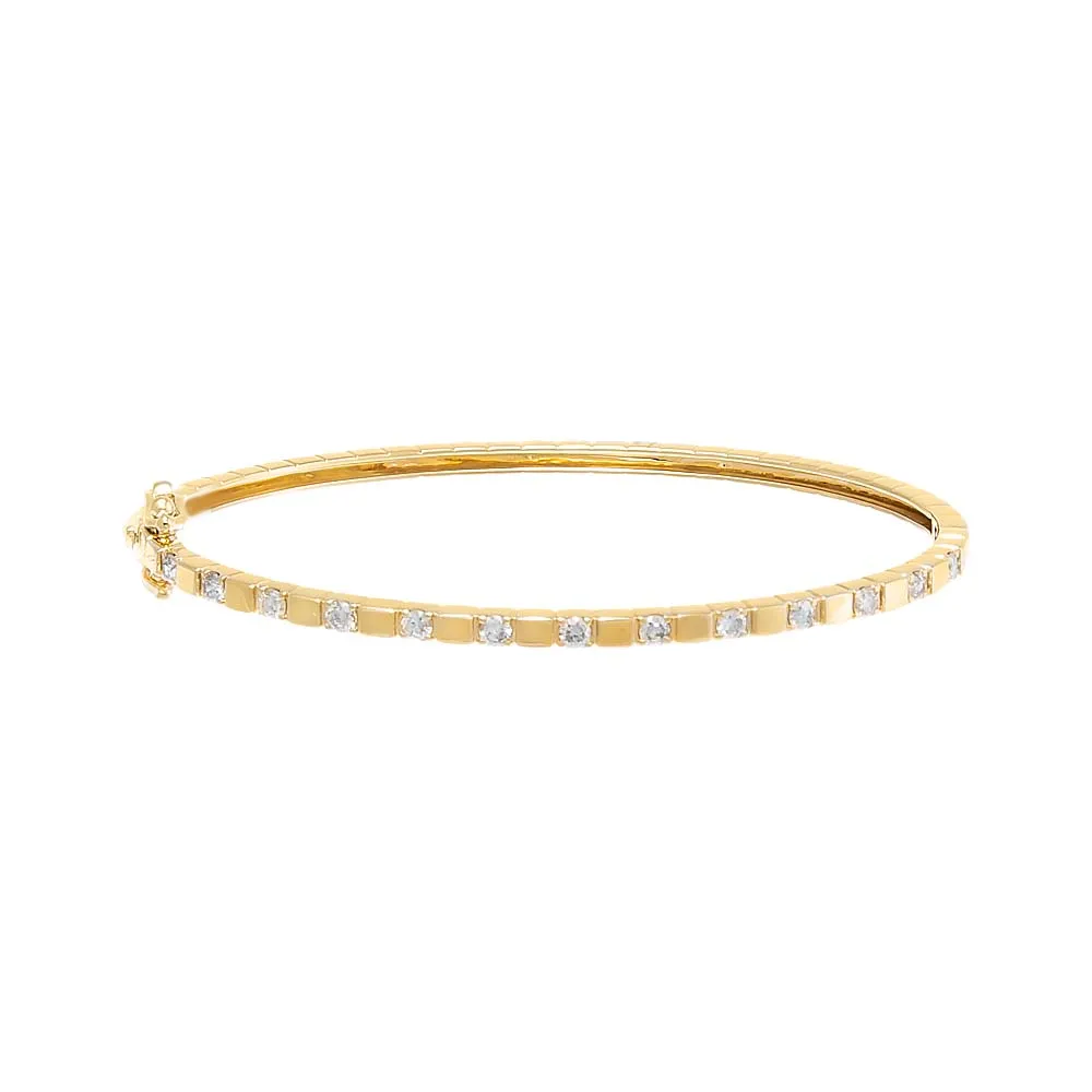 Diamond X Solid Square Bangle 14K