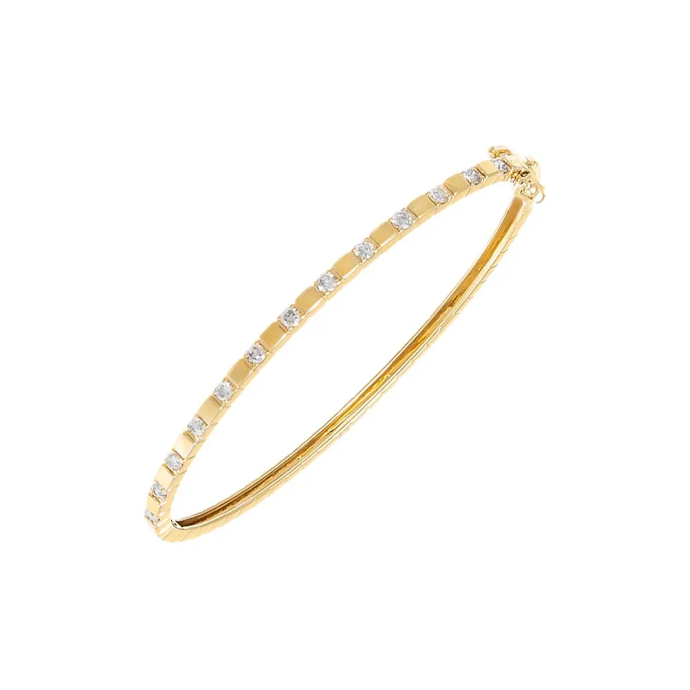 Diamond X Solid Square Bangle 14K