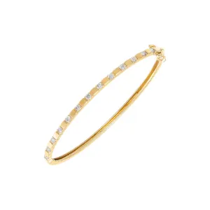 Diamond X Solid Square Bangle 14K