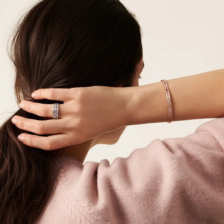 Dinh Van Pulse Rose Gold and Diamond Bangle