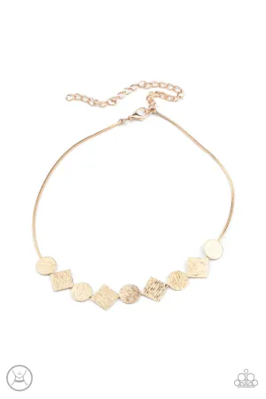 Don't Get Bent Out of Shape Gold Paparazzi Choker Necklace
