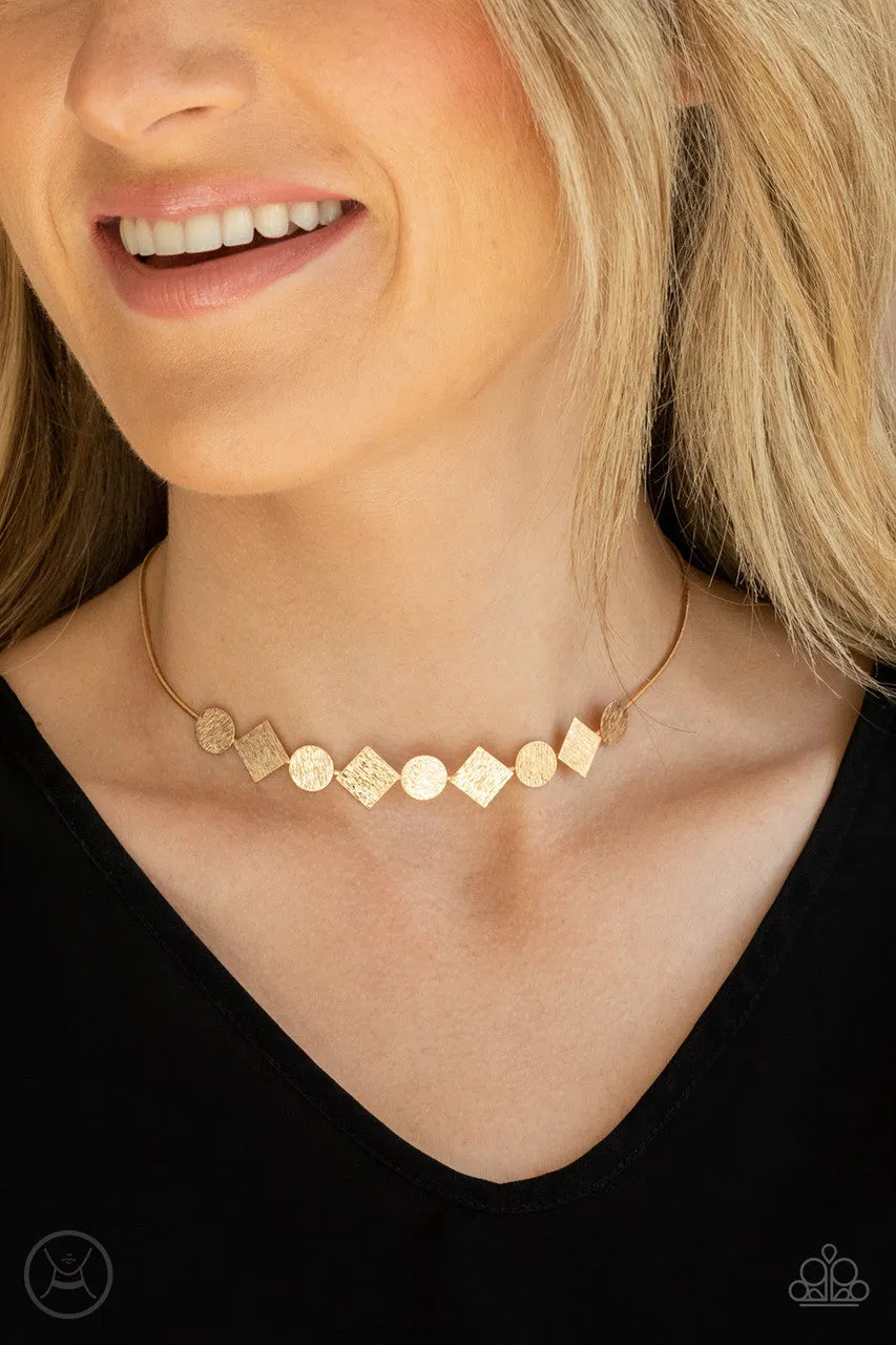 Don't Get Bent Out of Shape Gold Paparazzi Choker Necklace