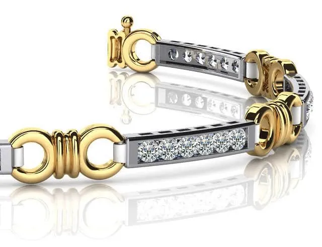 Double Circle Channel Diamond Bracelet with 1.08 ct.(finished) 2.0mm