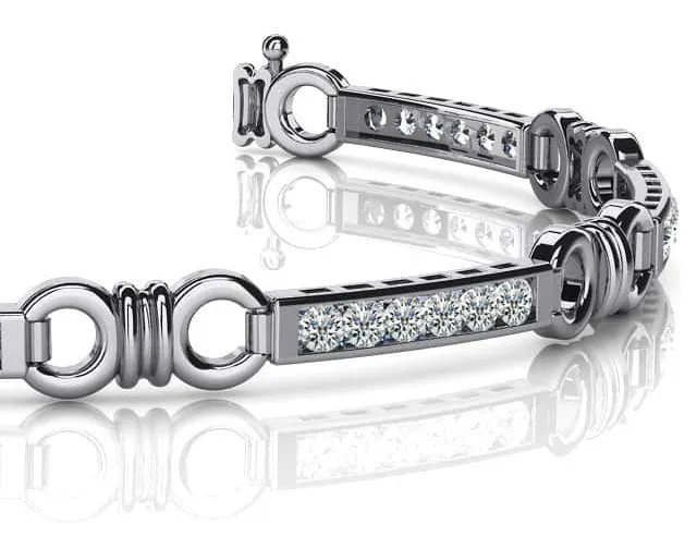 Double Circle Channel Diamond Bracelet with 1.08 ct.(finished) 2.0mm